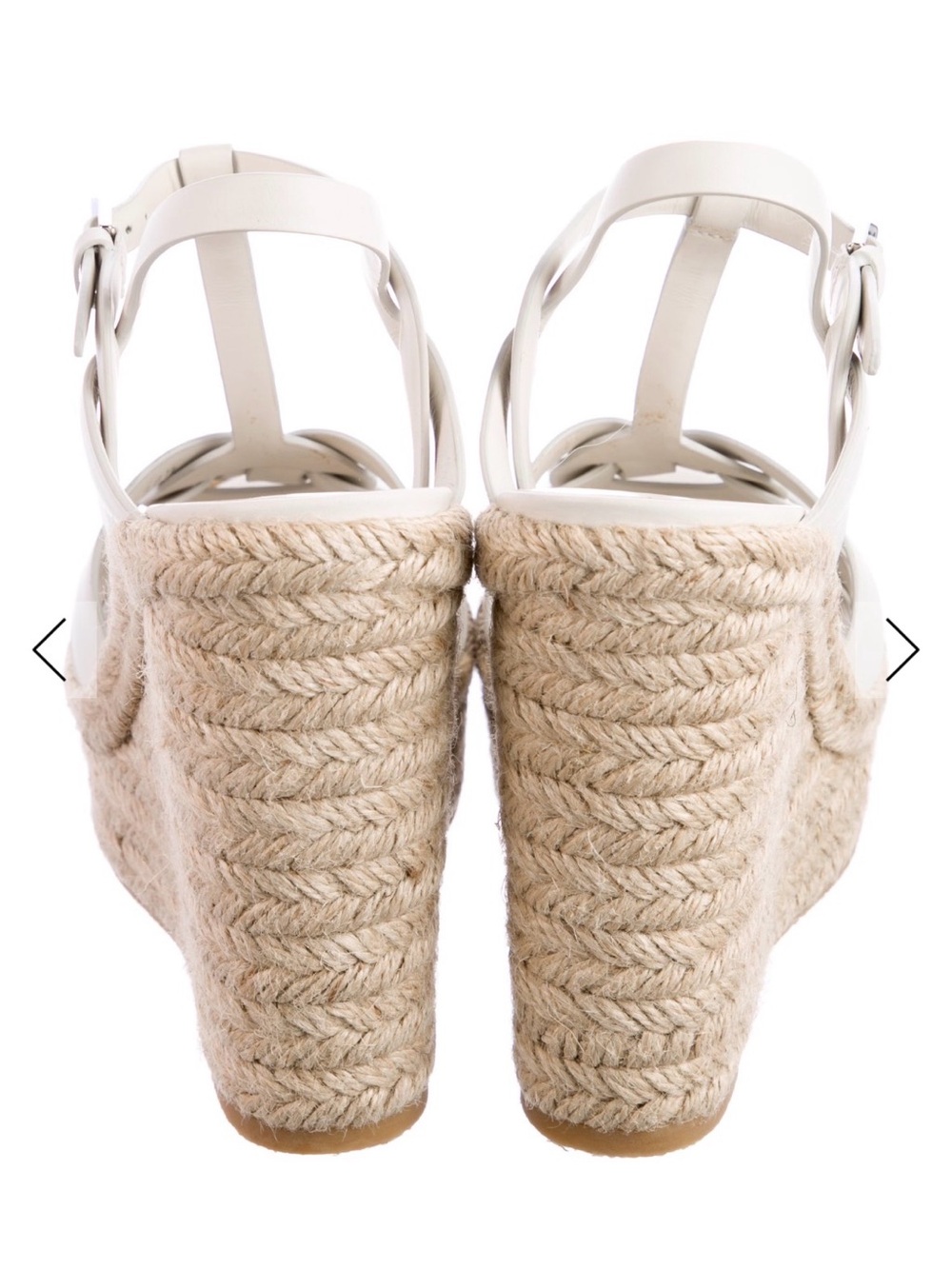 Saint Laurent Cream Leather Espadrille Wedge Sandals - Picture 5 of 6